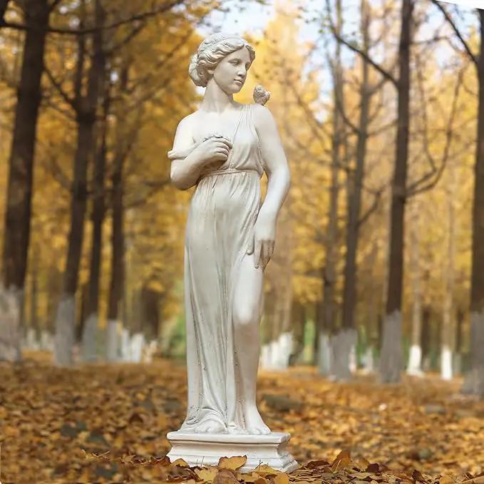 Outdoor Garden Statue Nymph Sculpture Goddess of Greek Mythology Roman Style Outdoor Patio Yard Lawn Porch Decor 32 Inch Ivory by GreenHaven Gardens
