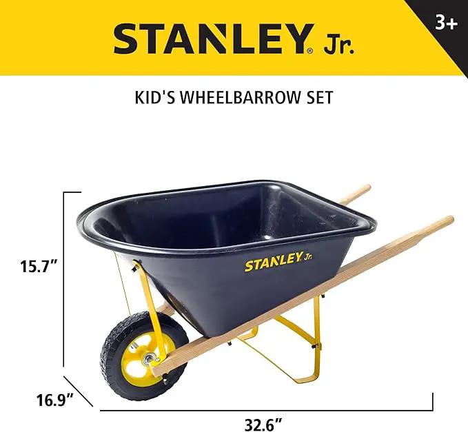 Stanley Jr. Kids Wheelbarrow Set – 6-Piece Durable Toddler Wheelbarrow & Garden Tools – Child Outdoor Toy for Ages 3+ – Fun, Educational Backyard Play with Apron, Gloves & Tools by GreenHaven Gardens