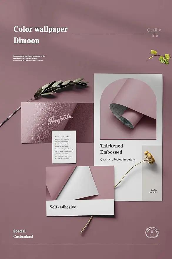 Dimoon 110''x17.7'' Pink Peel and Stick Wallpaper Contact Paper Modern Self Adhesive Wall Paper Removable Renter Friendly Textured Solid Color Shelf Cabinet Vinyl Roll (110''x17.7'',Grey Pink) by GreenHaven Gardens