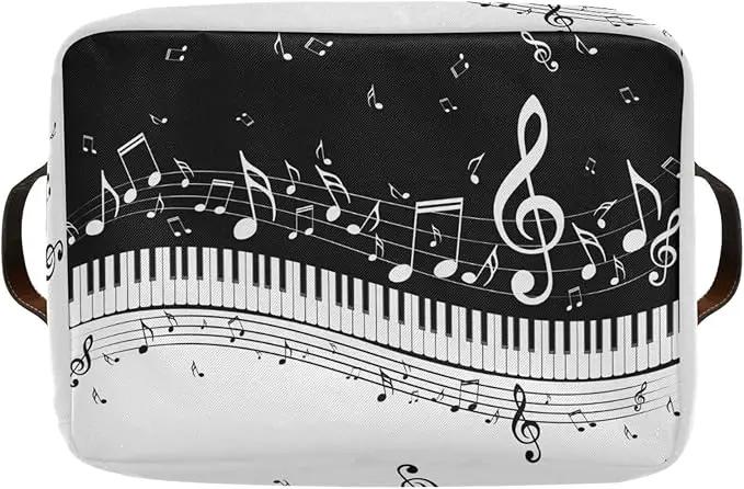 Black White Music Rectangular Storage Basket Organizer Bin Shelf Baskets For Clothes Gifts For Home Office Dorm by GreenHaven Gardens