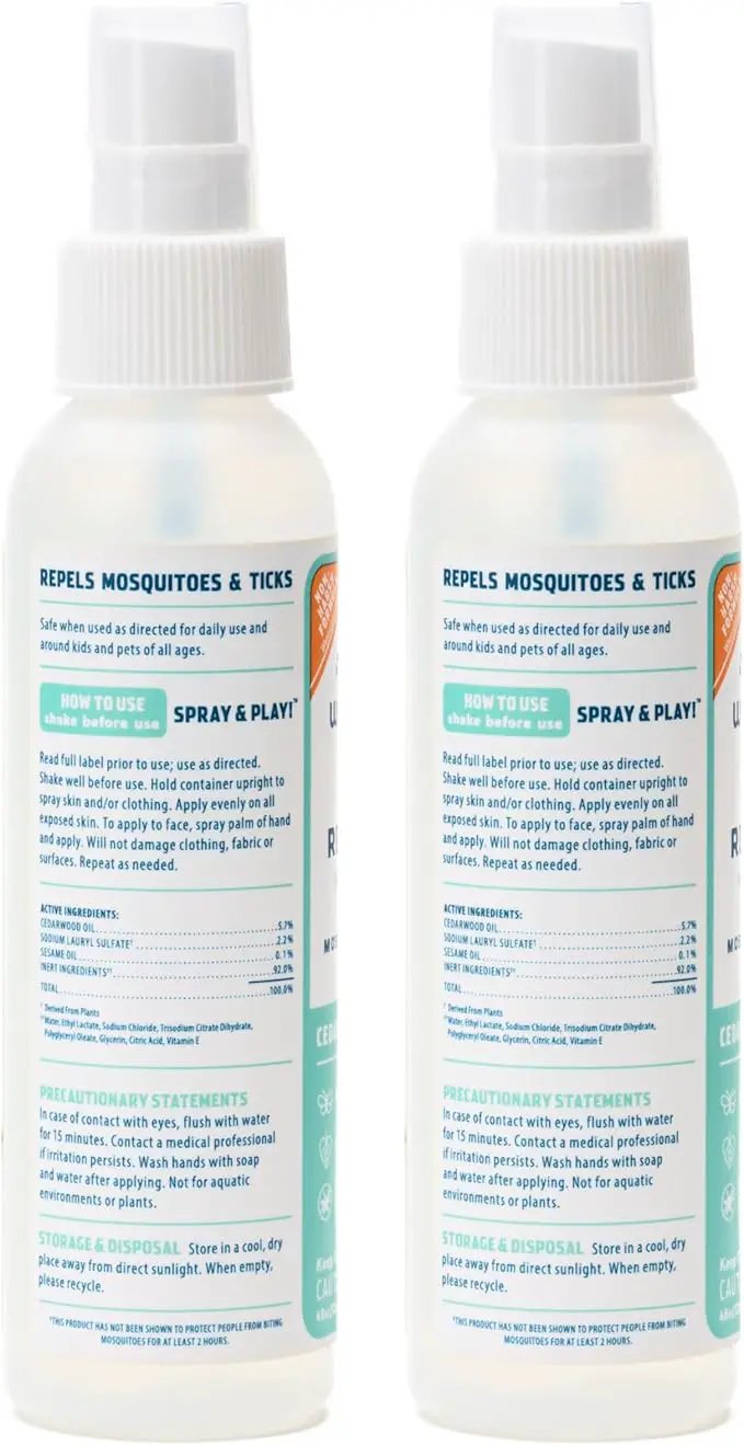 Wondercide - Mosquito, Tick, and Insect Repellent with Natural Essential Oils - DEET-Free Bug Spray and Killer - Safe for Family - Cedarwood 2-Pack of 4 oz Bottle by GreenHaven Gardens
