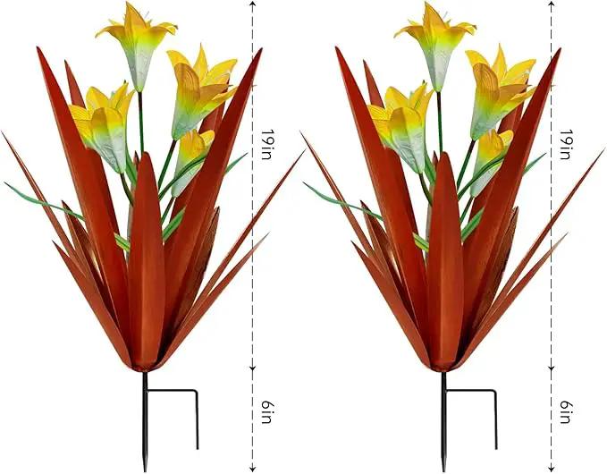 Homight Metal Agave Plant Outdoor Decoration Outdoor Garden Decoration Lily Mexican Yard Art Plant Garden Agave Lily Decorative Garden Gift… (2 Big Yellow Lilies) by GreenHaven Gardens