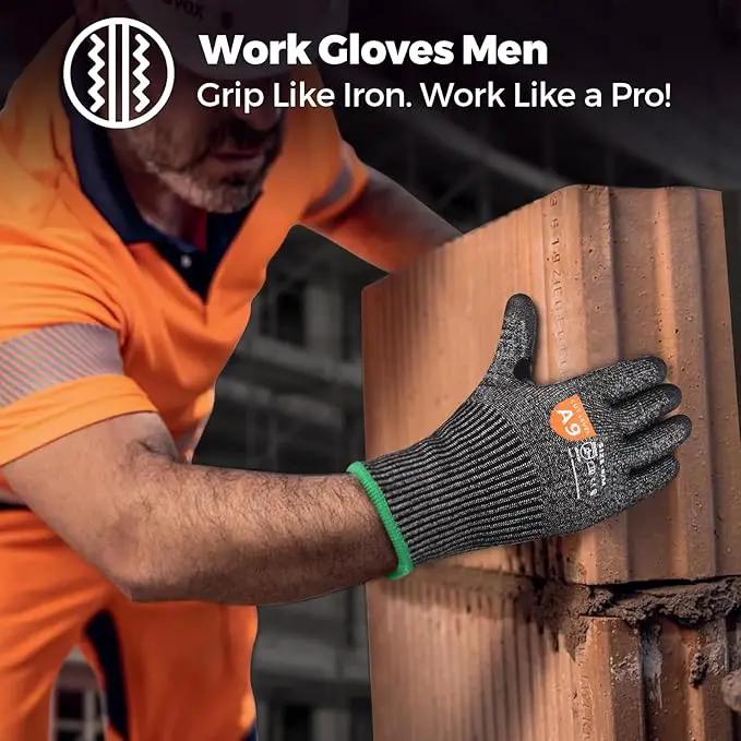 Donfri 3 Pairs A9 Cut Resistant Work Gloves for Men - Steel + HPPE Hybrid Safety Gloves for Men, ANSI Cut Level 9 Protection Flexible for Metal Glass Wood Construction Fishing by GreenHaven Gardens