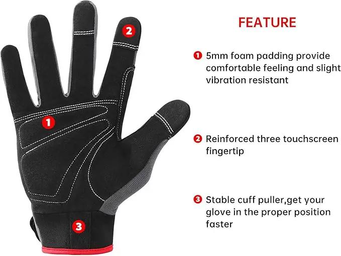 DULFINE Flex Grip Mechanic Work Gloves for Men,Black and Red Utility Safety Working Gloves Touch Screen,Excellent Grip,Ideal for Working on Cars and Outdoor Jobs(Small) by GreenHaven Gardens