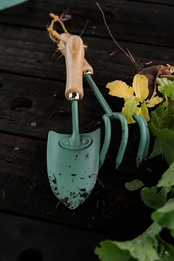 Barebones Spade Hand Trowel - Gardening Hand Tools - Stainless Steel Spade Shovel - Premium Quality Garden Spade - Japanese Garden Tool - Multipurpose Tool (Ash/Mint) by GreenHaven Gardens