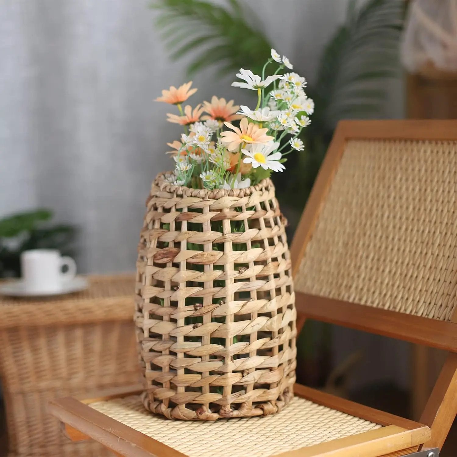 Woven Water Hyacinth Hanging Basket Door Hanging Basket Wall for Home Garden Farmhouse (Water Hyacinth) by GreenHaven Gardens