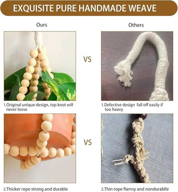Artilady 2 Pack Beaded Plant Hanger Indoor - Macrame Hanging Planters for Plants Holder No Tassels with Wooden Beads Boho Farmhouse Rustic Home Decor by GreenHaven Gardens
