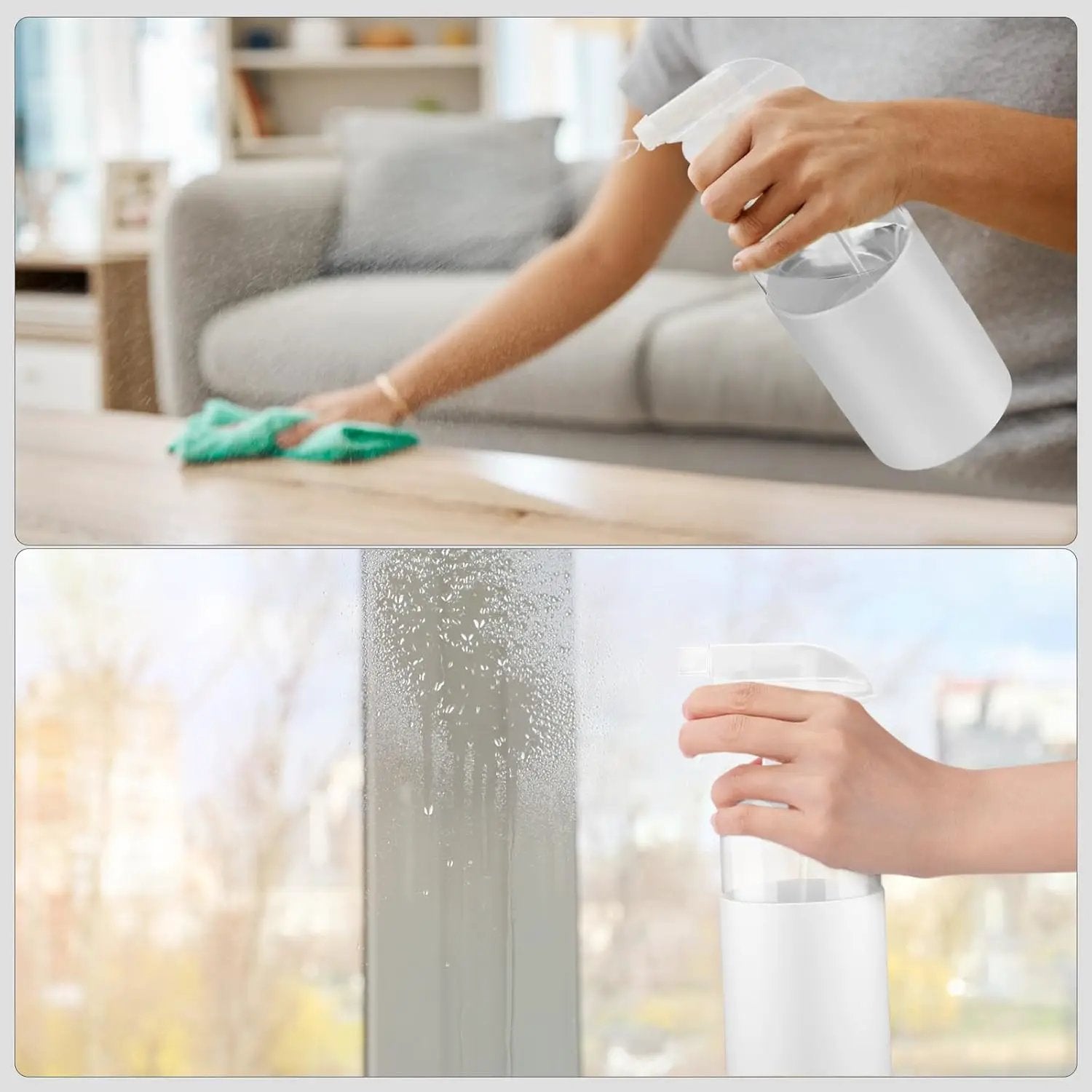 2 Pack Glass Spray Bottles with Silicone Sleeve, 16 oz Empty Refillable Containers with Adjustable Spray Nozzles, Spray Bottles for Hair, Cleaning Solutions and Plants White by GreenHaven Gardens