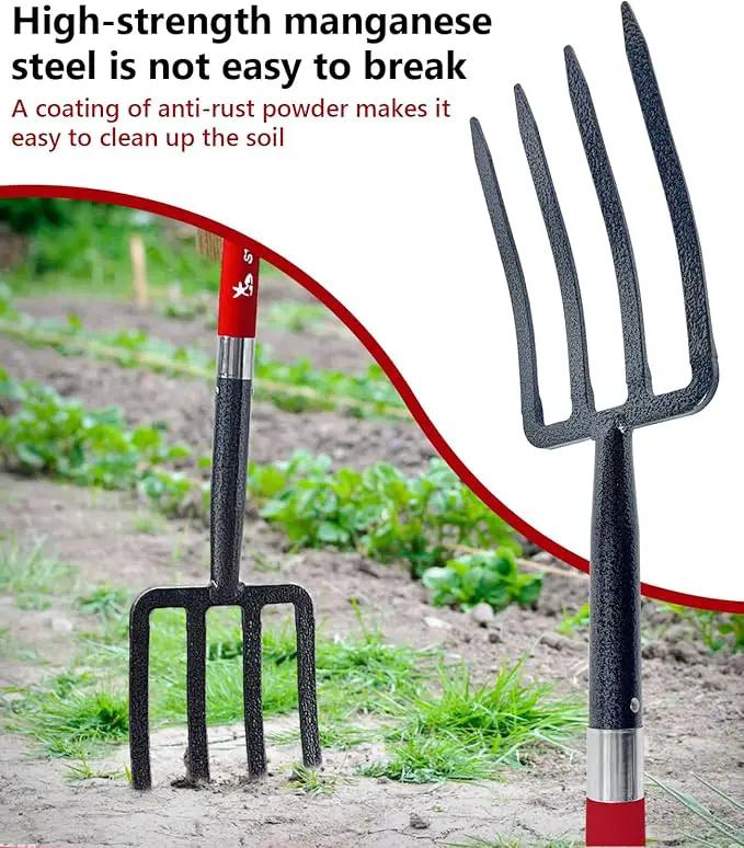 Garden Digging Forks with Premium 4-Tine Forged Steel Digging Fork D-Grip Handles 41" Sturdy Metal D-Handle Virtually Unbreakable Gardening Tool 2 Pcs by GreenHaven Gardens