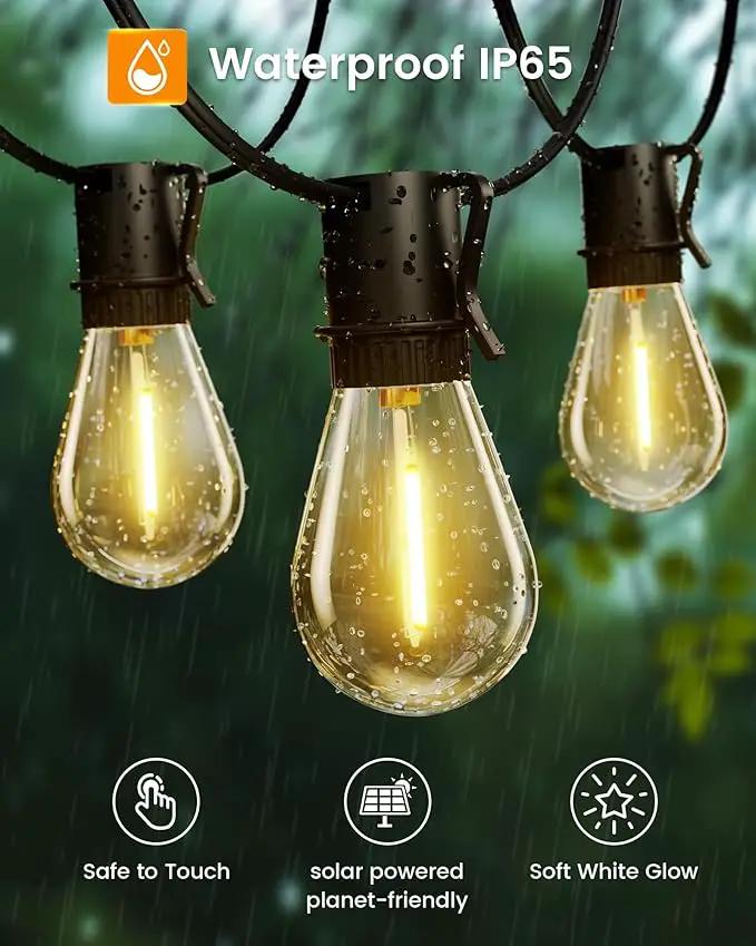 Torkase 100FT LED Outdoor String Lights with 25+2 S14 Shatterproof Bulbs, Commercial Grade Waterproof Patio Lights for Cafe Backyard Deck by GreenHaven Gardens