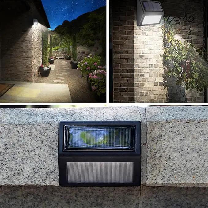 Solar Lights Outdoor, Waterproof Solar Powered Deck Step Lights for Patio Garden Backyard Garage Driveway Pathway Outside Wall Lighting (Warm White/4 Pack) by GreenHaven Gardens