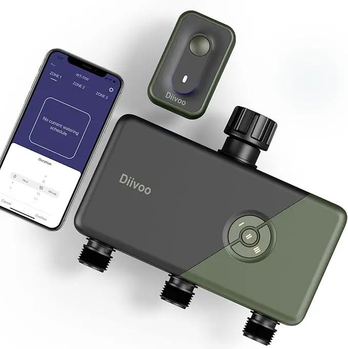 Diivoo WiFi Sprinkler Timer 3 Zone, Smart Water Hose Timer Compatible with Alexa and Google, Remote Control Irrigation Timer, Automatic Manual Watering, Rain Delay, for Garden, Yards and Lawns by GreenHaven Gardens