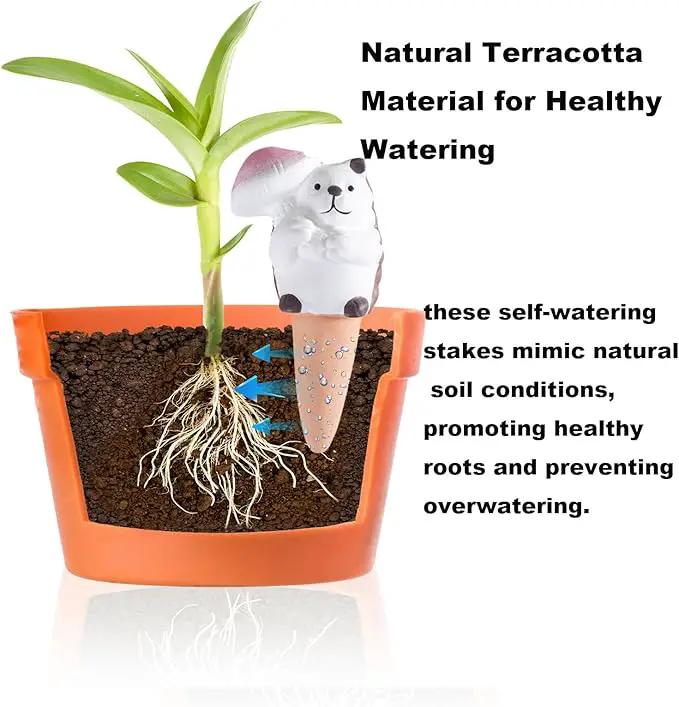 4-Pack Self-Watering Terracotta Spikes for Plants, Automatic Plant Watering Stakes, Keeps Plants Hydrated While You're Away, Ideal for Indoor & Outdoor Use (Hedgehog with Umbrella Design) by GreenHaven Gardens