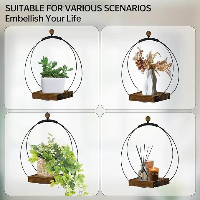Hanging Planters for Indoor Plants - Plant Hanger Outdoor Pack of 2, Metal Plant Hanger Mid Century, Hanging Wall Ceiling Window, Gift for Mom, Plant Lovers, Housewarming by GreenHaven Gardens