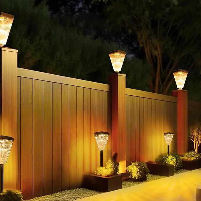Outdoor Solar Post Caps Lights-4 Pack Waterproof Solar Fence Post Solar Powered Deck Post Lights,High Brightness Warm White Led Post Lights fits 4x4, 5x5,6x6 Wooden Post by GreenHaven Gardens