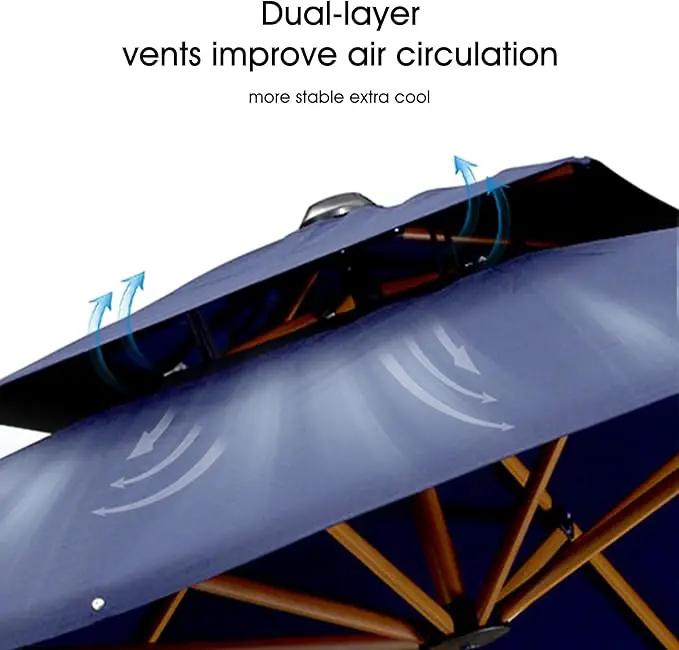 PURPLE LEAF 12ft Patio Umbrella with Base Outdoor Square Umbrellas Large Cantilever Umbrella Windproof Offset Umbrellas Heavy Duty Sun Umbrella for Garden Deck Pool Patio, Navy Blue by GreenHaven Gardens