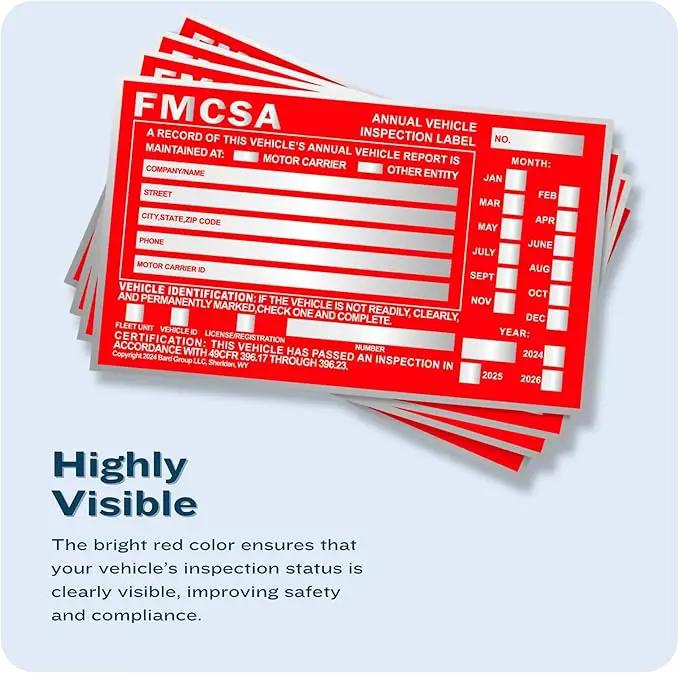 40-Pack DOT Compliant Aluminum Annual Vehicle Inspection Label – Red FMCSA Label with Punch Boxes by GreenHaven Gardens