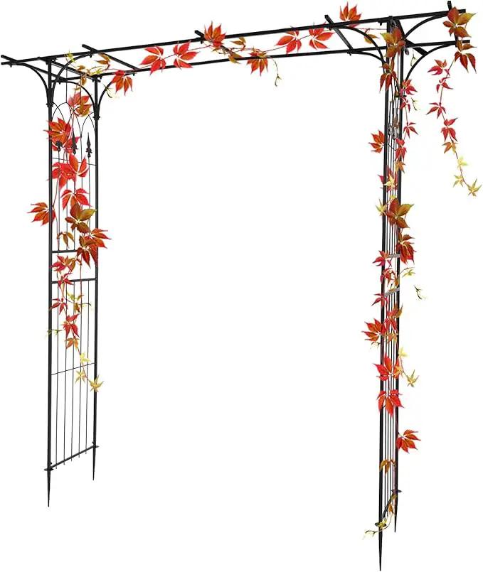 VINGLI Garden Arbor, Arch Archway for Wedding Ceremony Party, Steel Garden Trellis for Plant Climbing, Christmas Decorations Pergola for Backyard, Lawn (Black) by GreenHaven Gardens