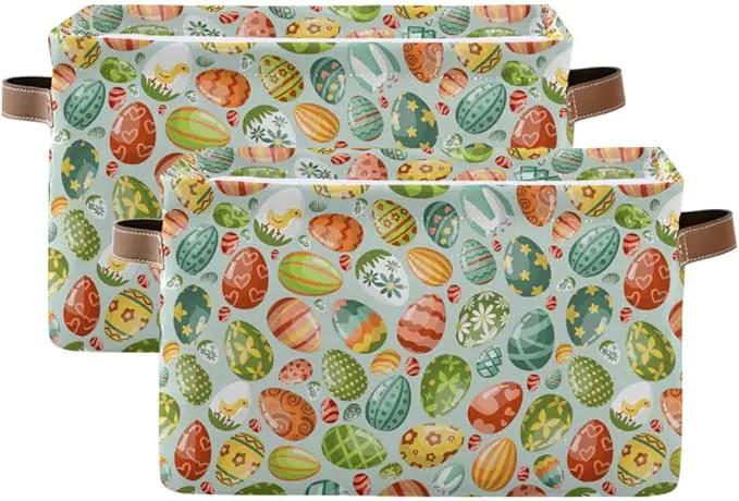 Easter Egg Rectangular Storage Basket Organizer Bin Shelf Baskets For Clothes Gifts For Home Office Dorm by GreenHaven Gardens