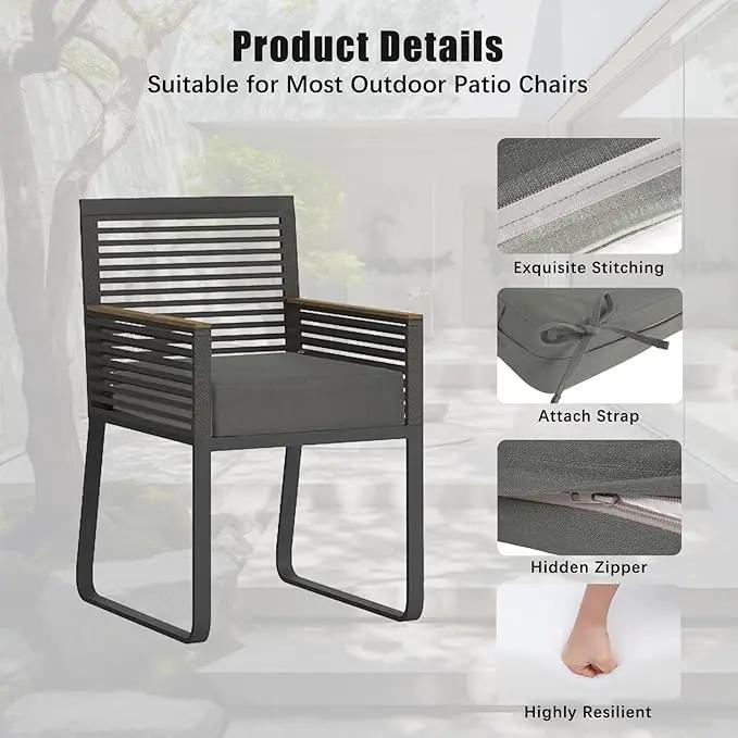 Favoyard Outdoor Chair Cushion 18.5 x 16 x 3 Inch Rainproof & 3-Year Fade Resistant Patio Furniture Cushions with Removable Cover and Adjustable Ties for Garden Sofa Couch Pads Set of 2, Dark Gray by GreenHaven Gardens