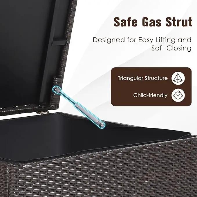 RELAX4LIFE Outdoor Storage Box 72-Gallon - Outside Wicker Storage Bin with Waterproof Zippered Liner, Gas Strut, Package Delivery Boxes for Outside, Accessories, Garden Tools Storage Deck Box by GreenHaven Gardens