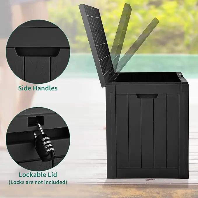 YITAHOME 30 Gallon Deck Box Outdoor Storage Box, Waterproof Resin Package Delivery and Storage Box with Lockable Lid for Patio Furniture Cushions, Pool Accessories, Garden Tools, Black by GreenHaven Gardens