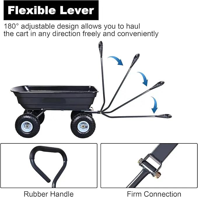 AAIN 600 Lbs Poly Garden Dump Cart,Camping Beach Wagon with 180° Rotating Handle and 10"Pneumatic Tires,Practical Heavy Duty Yard carts and Wagons,Quick Release Utility Wheel Barrow Trolley,Green A078 by GreenHaven Gardens