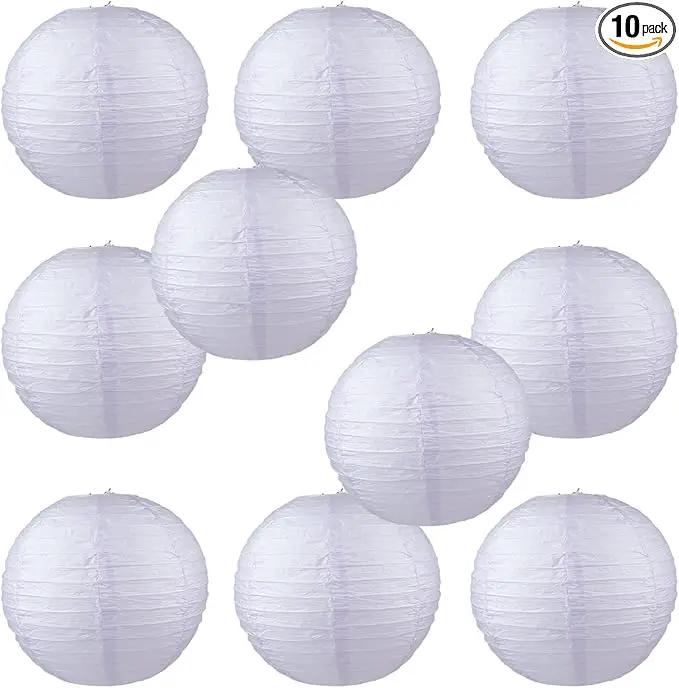 WYZworks - Round Paper Lanterns 10 Pack (Light Lavender, 12") - Hanging Paper Lanterns Lamp for Wedding, Birthday, Party and Home Decorations with 8", 10", 12", 14", 16" Option by GreenHaven Gardens