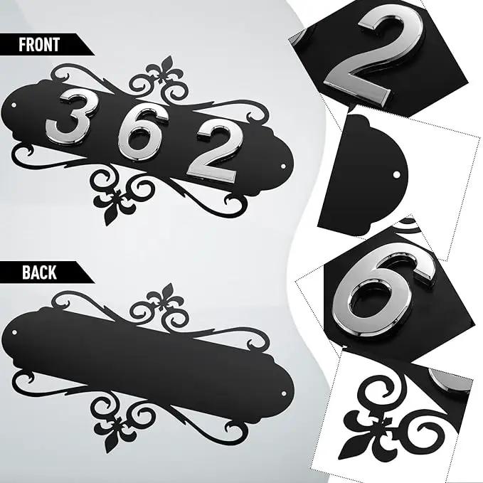 House Address Plaques Metal Address Sign Outside House Number Mailbox Number Sign for House Home Hotel Office Garden Decorative Wall Plaque(13.8 inch,Delicate Style) by GreenHaven Gardens