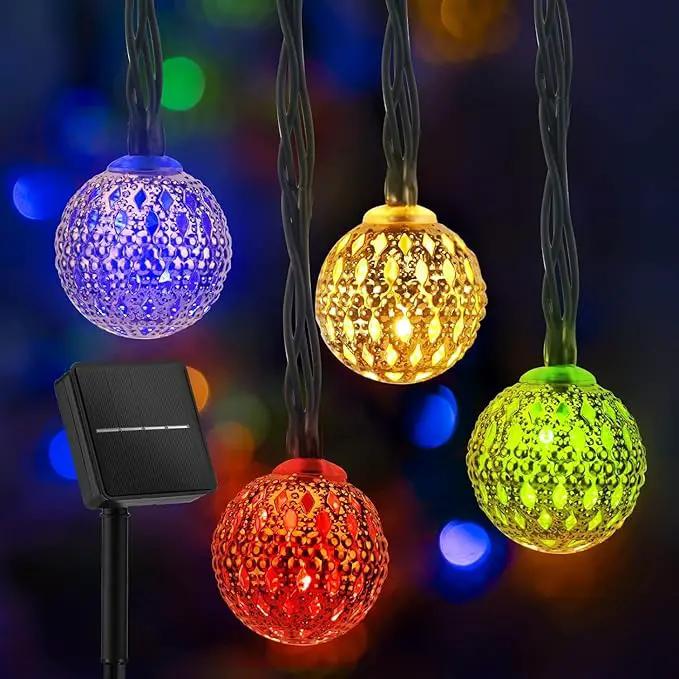 Solar Moroccan String Lights Outdoor 60 LED 36 Ft Globe Fairy Lights with 8 Lighting Modes, Waterproof Solar Powered String Lights for Garden Yard Gazebos Camping Party (Multicolor) by GreenHaven Gardens