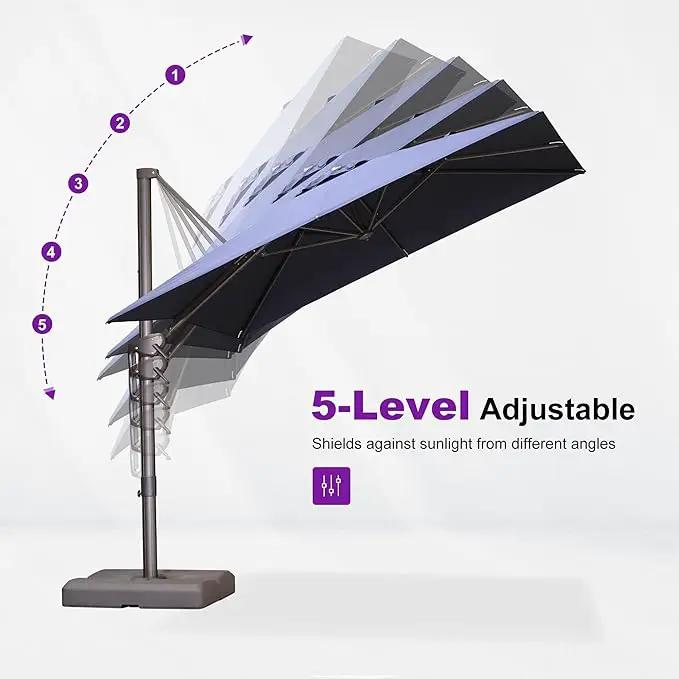 PURPLE LEAF 9 Feet Patio Umbrella Square Cantilever Umbrella Outdoor with 360° Rotation and Aluminum Offset Hanging for Pool Deck Garden Backyard, Navy Blue by GreenHaven Gardens