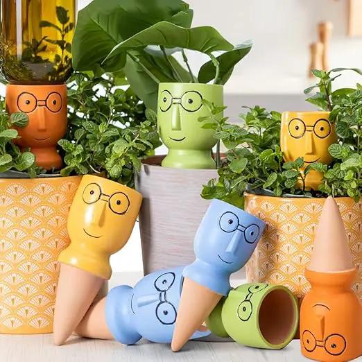 8 Pack Terracotta Watering Spikes, Vacation Self-Watering Planters Devices - Continuous Moisture with Slow Release Watering System - Perfect for Indoor Outdoor Plants (Big head-2pc) by GreenHaven Gardens