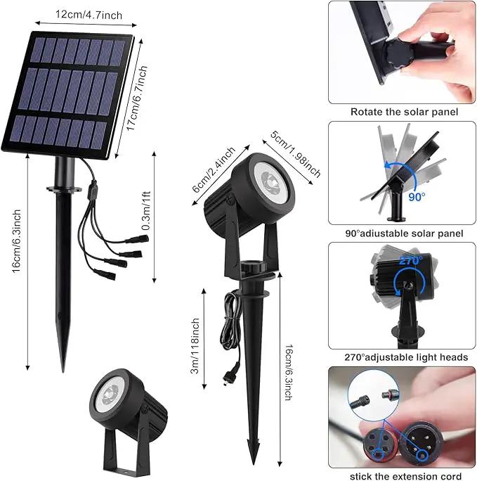 T-SUNUS Solar Garden Spotlight Outdoor, 4-in-1 Solar Spot Lights IP65 Waterproof 9.8ft Cable, 5W Separated Solar Panel, Auto On/Off for Tree Patio Yard Driveway Pathway Pool Area(Warm White 3000K) by GreenHaven Gardens
