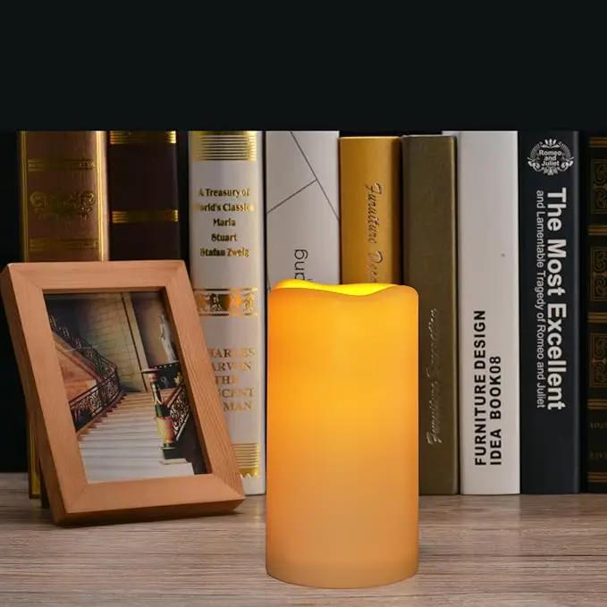 Flickering Flameless LED Candles with 10-Key Remote & Timer, Waterproof Outdoor Indoor f Battery Operated Candles for Home/Wedding/Festival Décor Set of 2 (D3 x H5.5) Ivory by GreenHaven Gardens