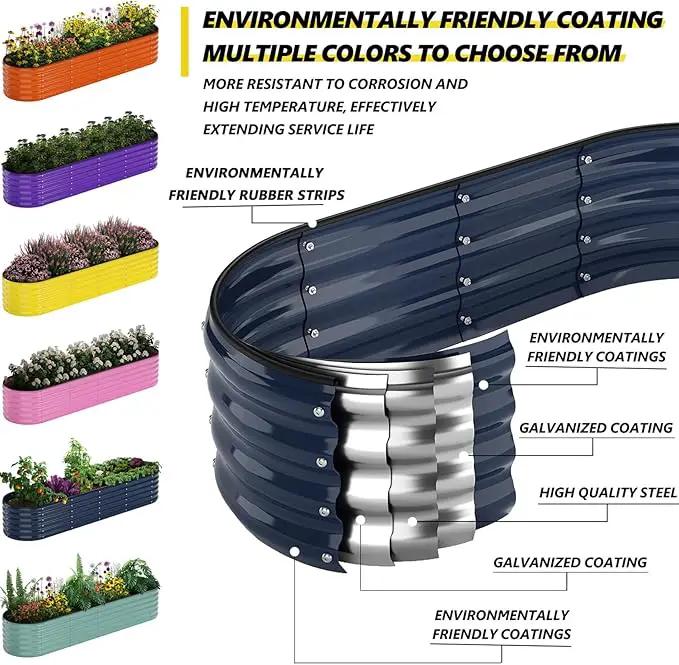 Galvanized Metal Planter Raised Garden Bed Kit for Gardening Outdoor，8x2x1ft Planter Grow Garden Box Raised Flower Bed，Long Vegetable Clearance Herb Raised Garden Beds for Gardening by GreenHaven Gardens