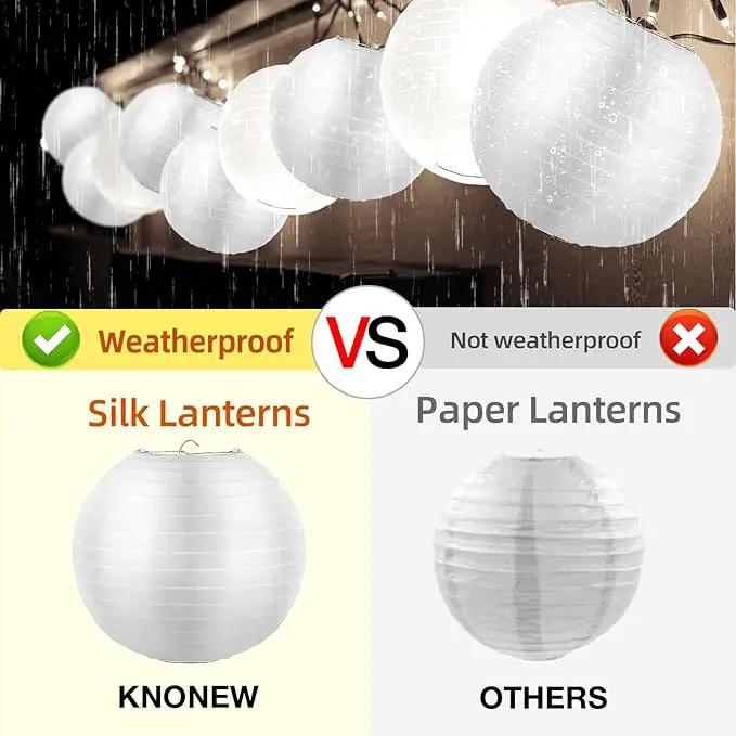 KNONEW 10 Pack White Outdoor Silk Lanterns Decorative, 10inch Waterprooof Outside Indoor Chinese Hanging Round Lanterns for Weddings, Birthdays, Parties Decoration (White) by GreenHaven Gardens