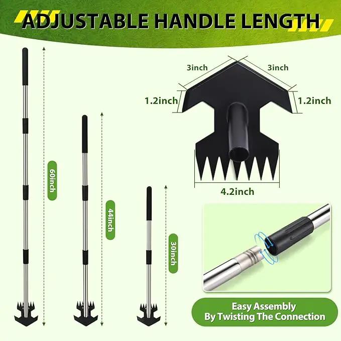 Hoe Garden Tool, Scuffle Garden Hoe for Weeding with 30-60 Inch Steel Long Handle, Dual Use Sharp Gardening Hula Hoe, Adjustable Rocket Shaped Weed Remover Action Hoe by GreenHaven Gardens