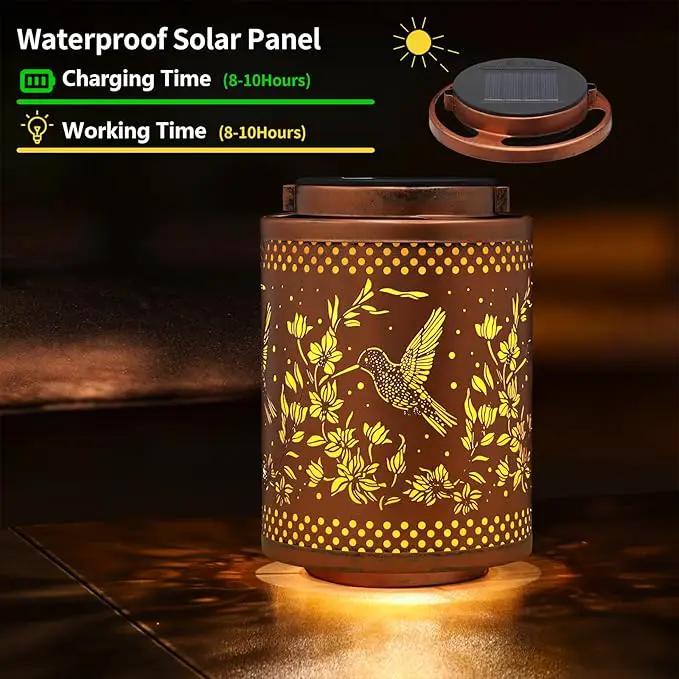 Hummingbird Solar Lanterns Garden Decor Birthday Mothers Day Gifts for Mom Women Metal Hanging Solar Lights Waterproof Outdoor Decoration for Outside LED Lanterns for Yard Lawn Patio Deals by GreenHaven Gardens