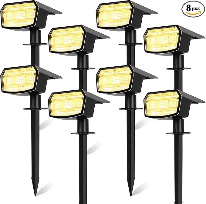 8-Pack Solar Spot Lights Outdoor, 59 LED Solar Lights Outdoor Waterproof, Outdoor Solar Lights for Yard with 3 Lighting Modes, Landscape Spotlights for Garden Pathway, Warm White by GreenHaven Gardens