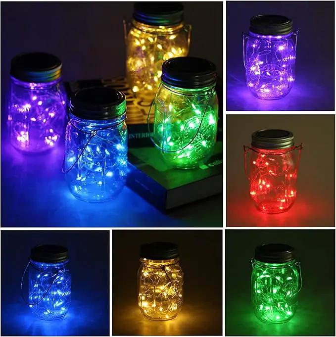Mason Jar Solar Lights 10 Pack 30 LED Outdoor Solar Firefly Lights, Solar Fairy String Lids Lights,Waterproof Mason Solar Lights with Hangers for Regular Mouth Jars Christmas Gifts(Jars Not Included) by GreenHaven Gardens
