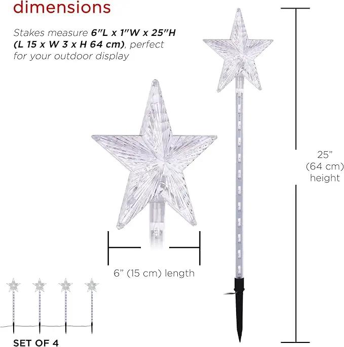 Alpine Corporation Holiday Décor Shooting Star Garden Stake with LED Lights, 4-Pack, Christmas Decoration by GreenHaven Gardens