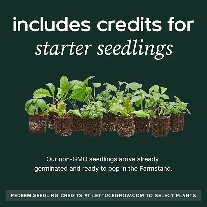 Farmstand Starter Kit with Glow Rings and 12 Seedling Credits | Tiny Hydroponic Growing System Kit | Vertical Garden Planter Tower | 3ft 8in Tall by GreenHaven Gardens