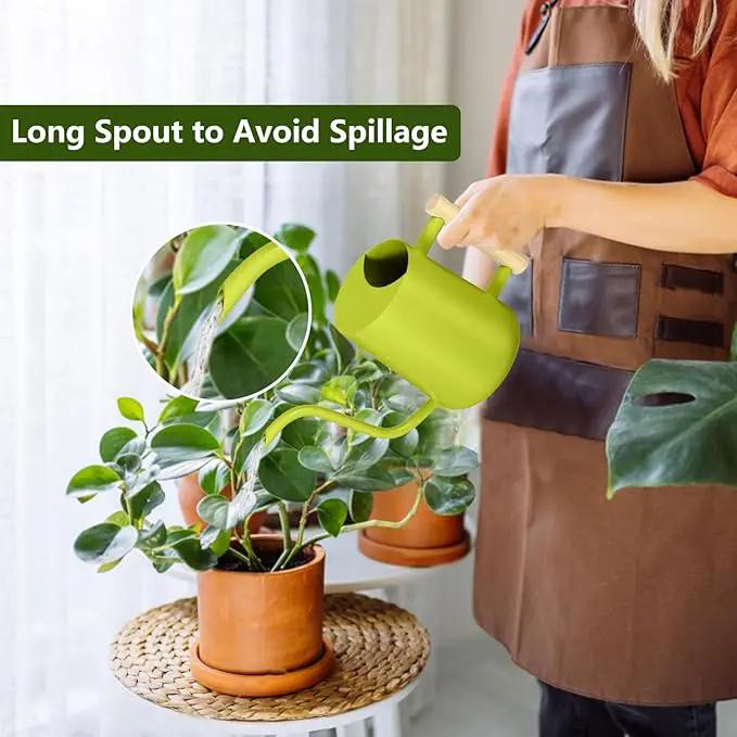 Watering Can Indoor Plants, 35oz Small Stainless Steel Metal Watering Can Modern Decorative Watering Pot with Long Spout for Indoor House Plant Bonsai Garden Flowers (Bright Green) by GreenHaven Gardens