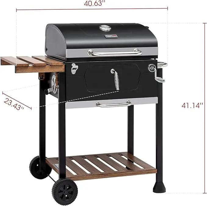 Royal Gourmet CD1824M 24-Inch Charcoal Grill, BBQ Smoker with Handle and Folding Table, Perfect for Outdoor Patio, Garden and Backyard Grilling, Black, Medium by GreenHaven Gardens