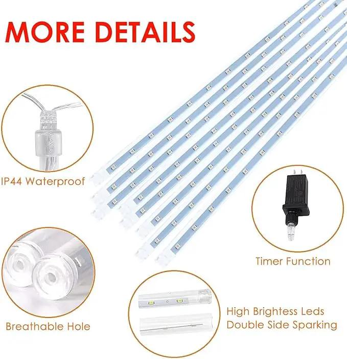 EXF 2-Pack Meteor Shower Lights Outdoor Waterproof, Rain Drop Christmas Light Total 384 LED 30cm 16 Tubes Snow Cascading String Lights Plug in for Xmas Tree Wedding Party Garden Décor (Red and Green) by GreenHaven Gardens