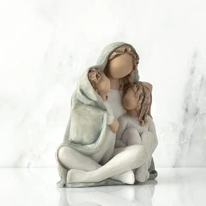 Willow Tree Cozy, Close Together, we Three, Loving Embrace from Mother, Grandmother, Caregiver, Nanny, Depicts Playful Relationship and Imaginative Play, Sculpted Hand-Painted Figure by GreenHaven Gardens
