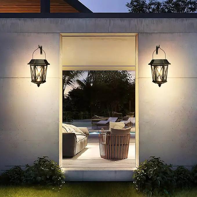 Solar Lantern Outdoor Waterproof, Metal Solar Lights Outdoor with Clear Glass, LED Solar Powered Lights Wall Mount for Yard Garden Wall Outdoor, Bronze - 2 Pack by GreenHaven Gardens