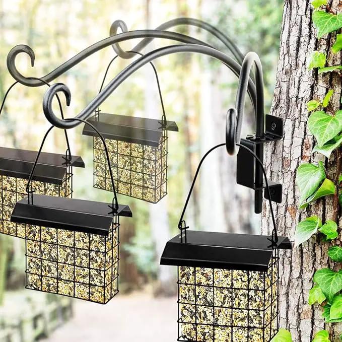 AJART Bird Feeder Hangers Outdoor: 12-Inch Swivel Hanging Plant Bracket for Indoor Wall Mount - Swivel Plant Hook for Flower Basket by GreenHaven Gardens