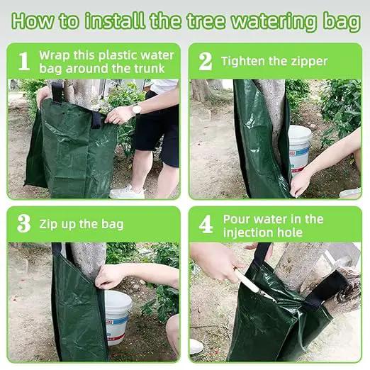 25 Pack Tree Watering Bag, 20 Gallon Slow Release Watering Bag for Trees, Premium PVC Shrub Watering Bag with Heavy Duty Zipper, Sturdy Reusable Drip Irrigation Bag by GreenHaven Gardens