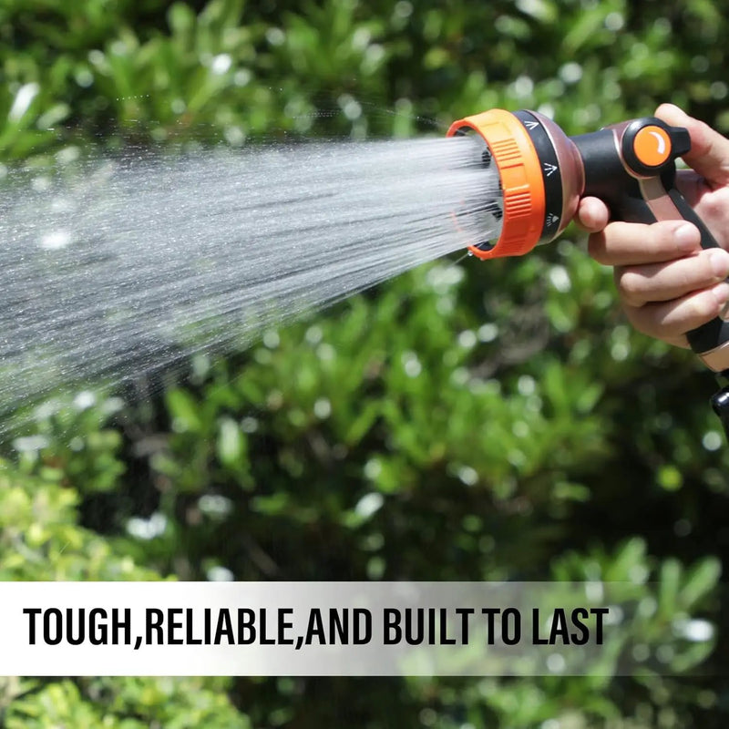 Heavy Duty Garden Hose Spray Nozzle, Metal Water Hose Nozzle with 8 Spray Patterns, High Pressure Hose Nozzle with Thumb Control On Off Valve for Lawn Watering, Car Washing, Pets Showering by GreenHaven Gardens